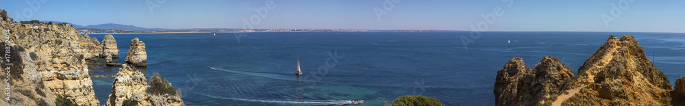 View of the Rock Formations at Ponta da Piedade in Portugal