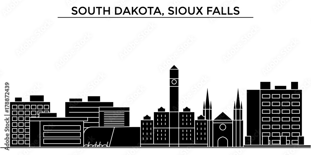 Usa, South Dakota, Sioux Falls architecture skyline, buildings