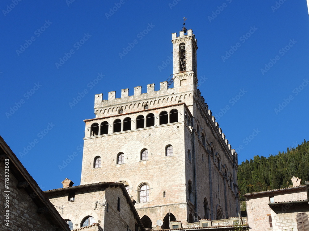 Gubbio, Italy. One of the most beautiful small town in Italy. The historical building called Palazzo dei Consoli