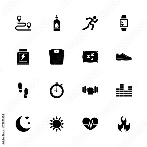 Activity Tracking icons - Expand to any size - Change to any colour. Flat Vector Icons - Black Illustration on White Background.