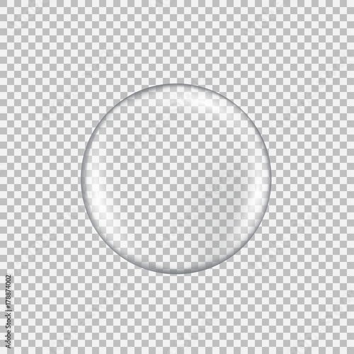 Transparent glass sphere with glares and highlights.