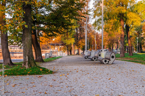 Malt Island in Wroclaw on Ostrow Tumski  in autumn scenery photo