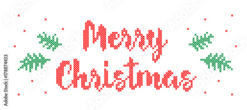 Merry Christmas - cross stitched inscription.
