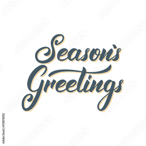 Seasons Greetings text lettering design. Christmas and New Year greeting typography