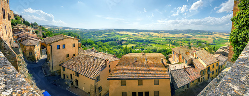 Картината върху платно Landscape with ancient houses and countryside