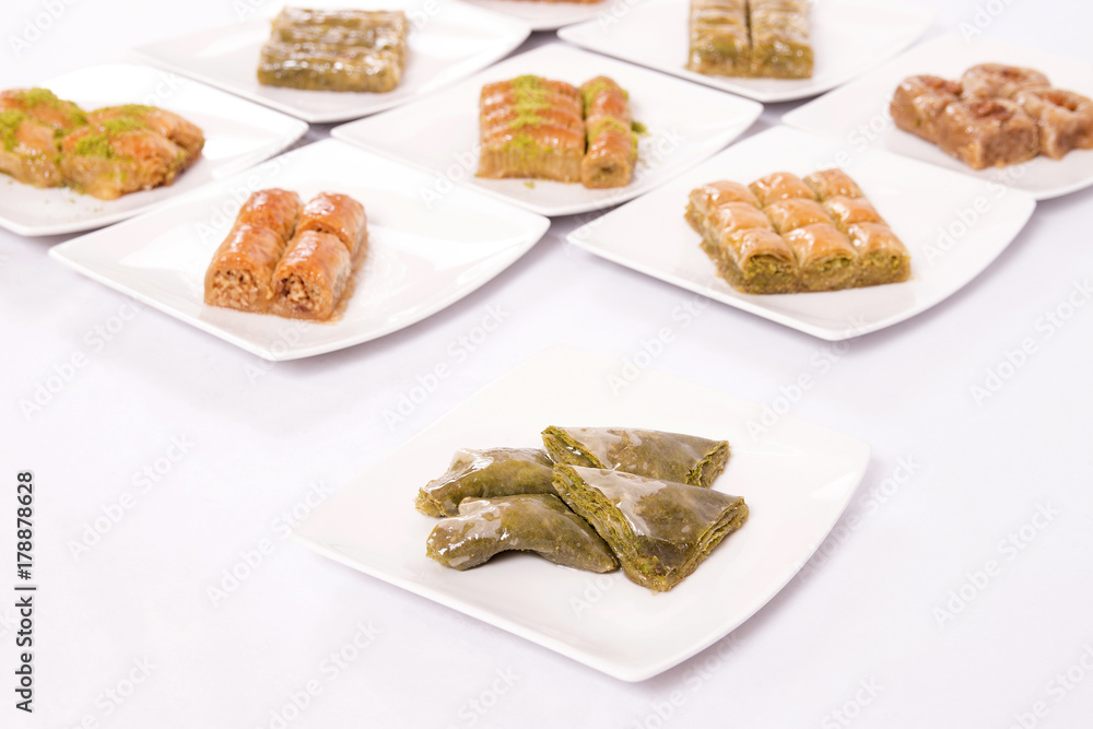 baklava varieties ready to serve on plate