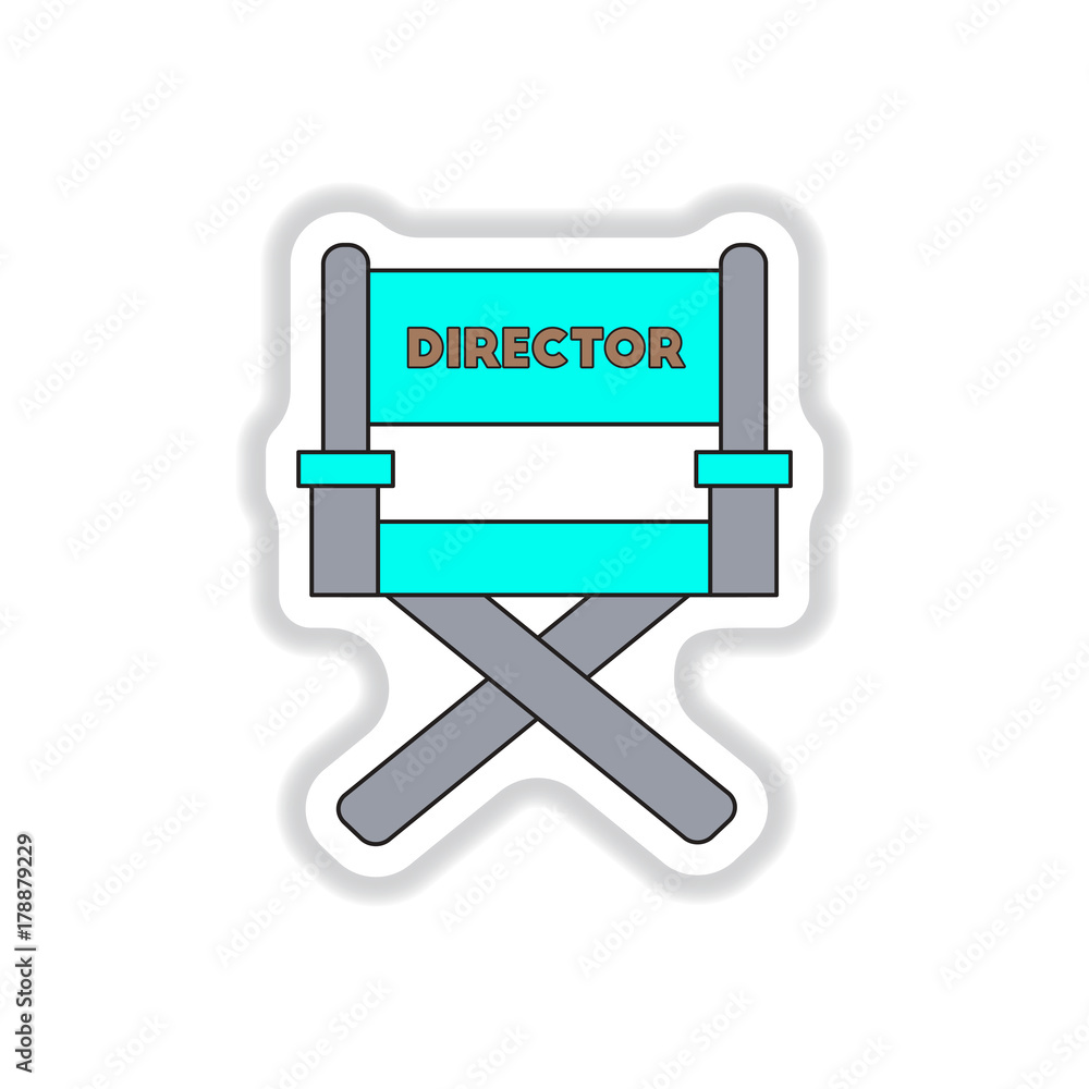 Vector illustration in paper sticker style Movie director chair Vector illustration in paper sticker style Movie director chair