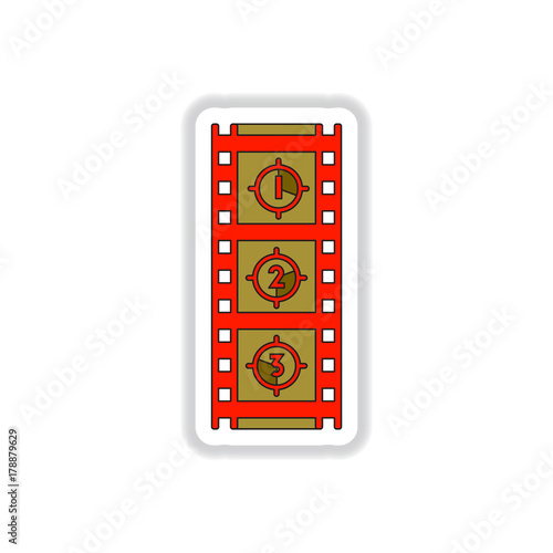 Vector illustration in paper sticker style Film strip countdown