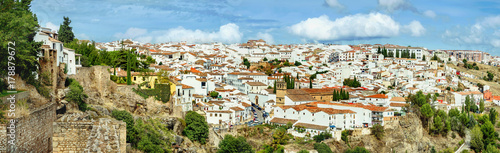 Top view from fortress wall of old town in Ronda. Andalusia, Spain