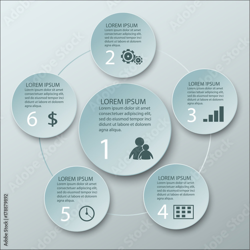 Circle infographic design on the grey background photo