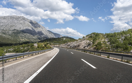 High-speed country road among the mountains.