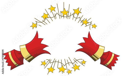 Christmas Cracker Pulled Open Line Illustration