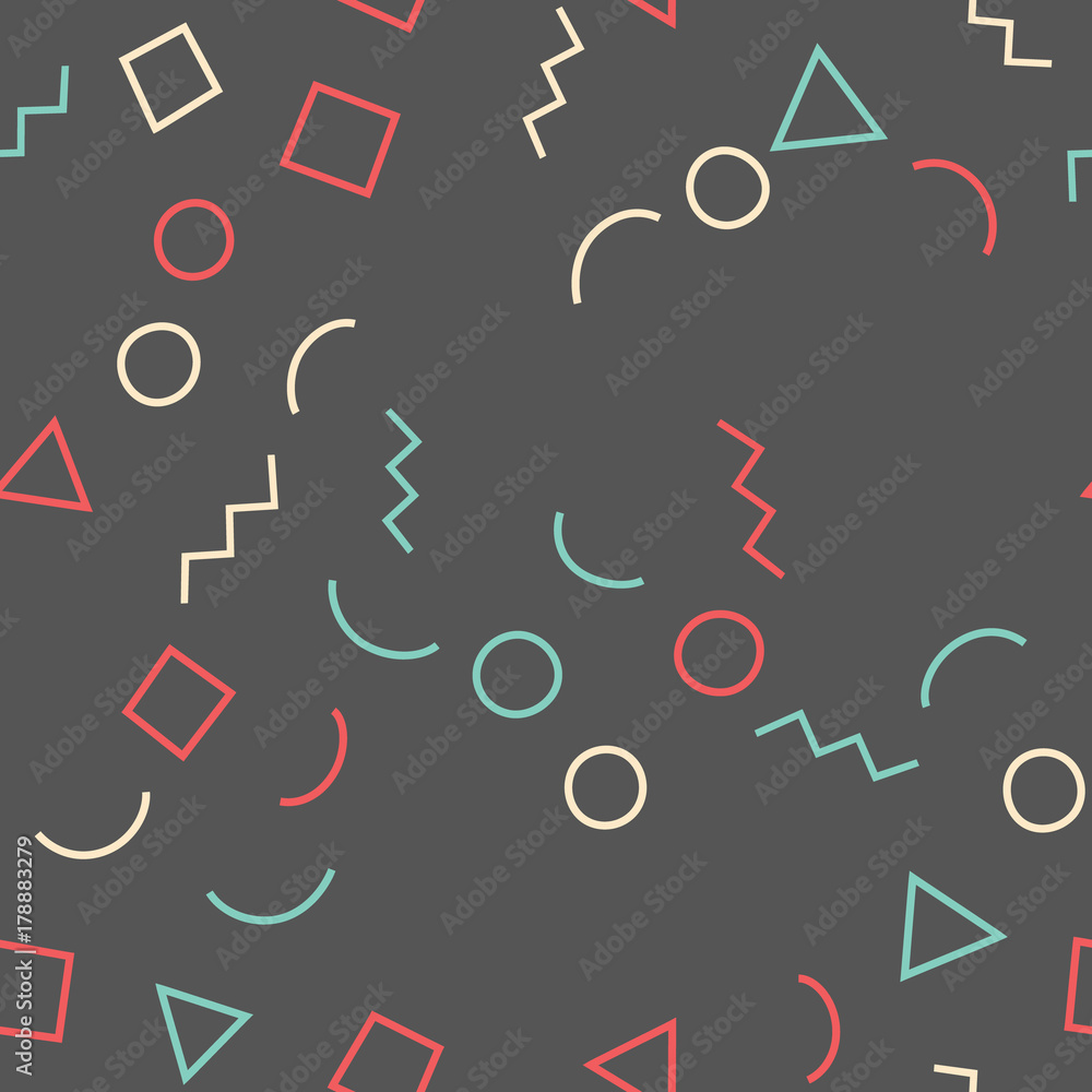 Seamless memphis pattern 80's-90's styles. Trendy memphis style. Vector repeating texture.