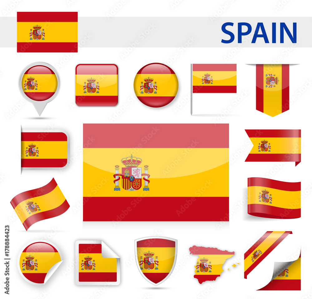 Spain Flag Vector Set Spain Flag Vector Set