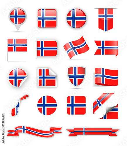 Norway Flag Vector Set