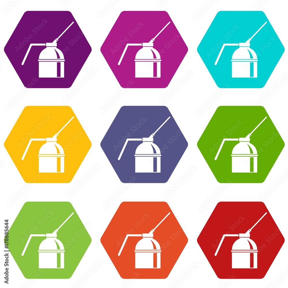 Can of spray paint icon set color hexahedron Can of spray paint icon set color hexahedron