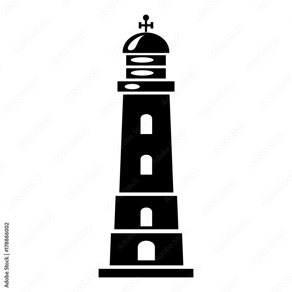Sea lighthouse icon, simple style Sea lighthouse icon, simple style