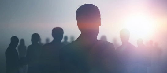 black silhouettes of business people