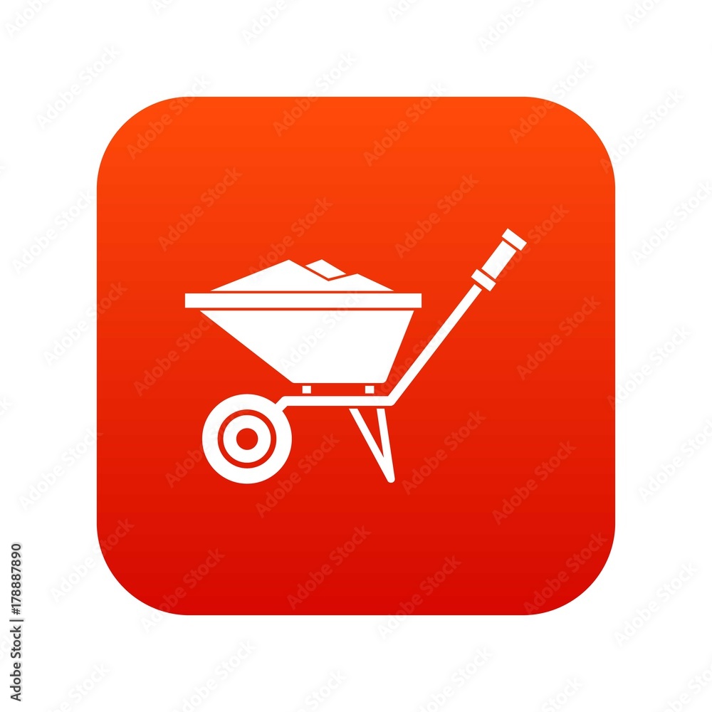 Wheelbarrow icon digital red Wheelbarrow icon digital red