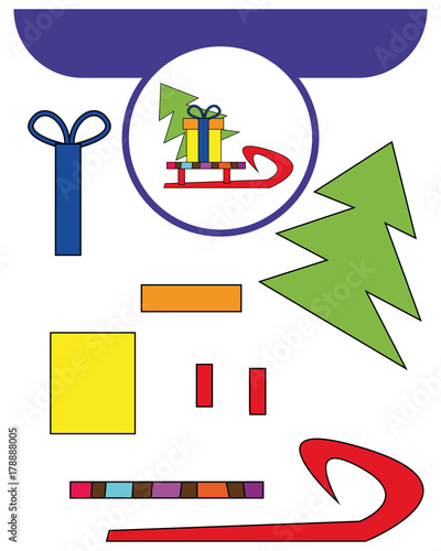 Paper game for the development of preschool children. Cut parts of the image and glue on the paper. 