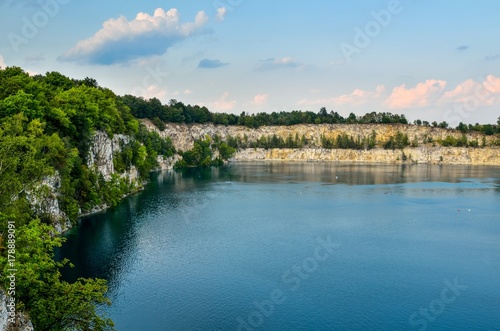 Beautiful quarry with blue water. Water reservoir Zakrzowek in Krakow, Poland. © shadowmoon30