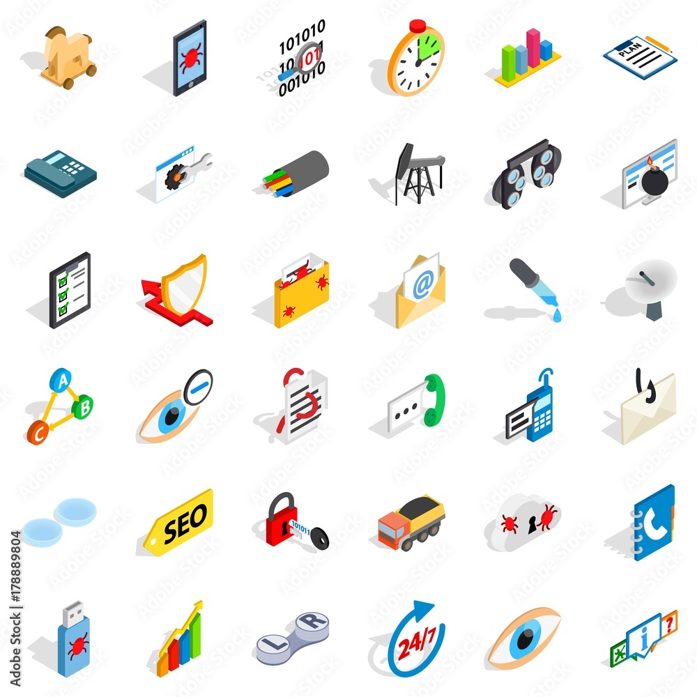 Hi tech icons set, isometric style Hi tech icons set, isometric style