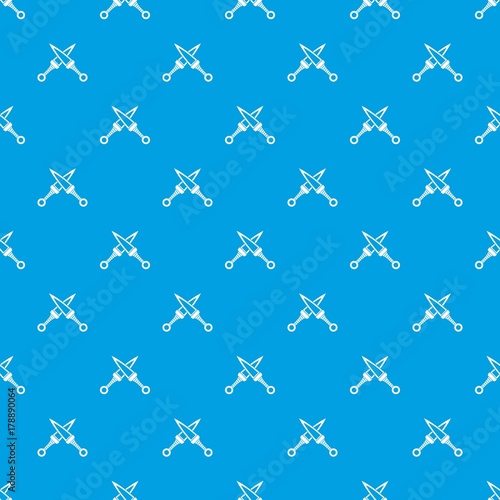 Crossed japanese daggers pattern seamless blue