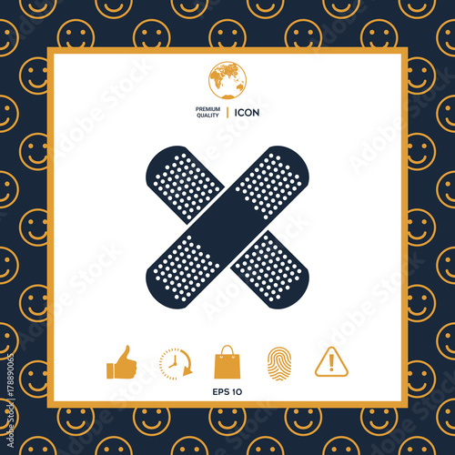 Cross adhesive bandage, medical  plaster icon