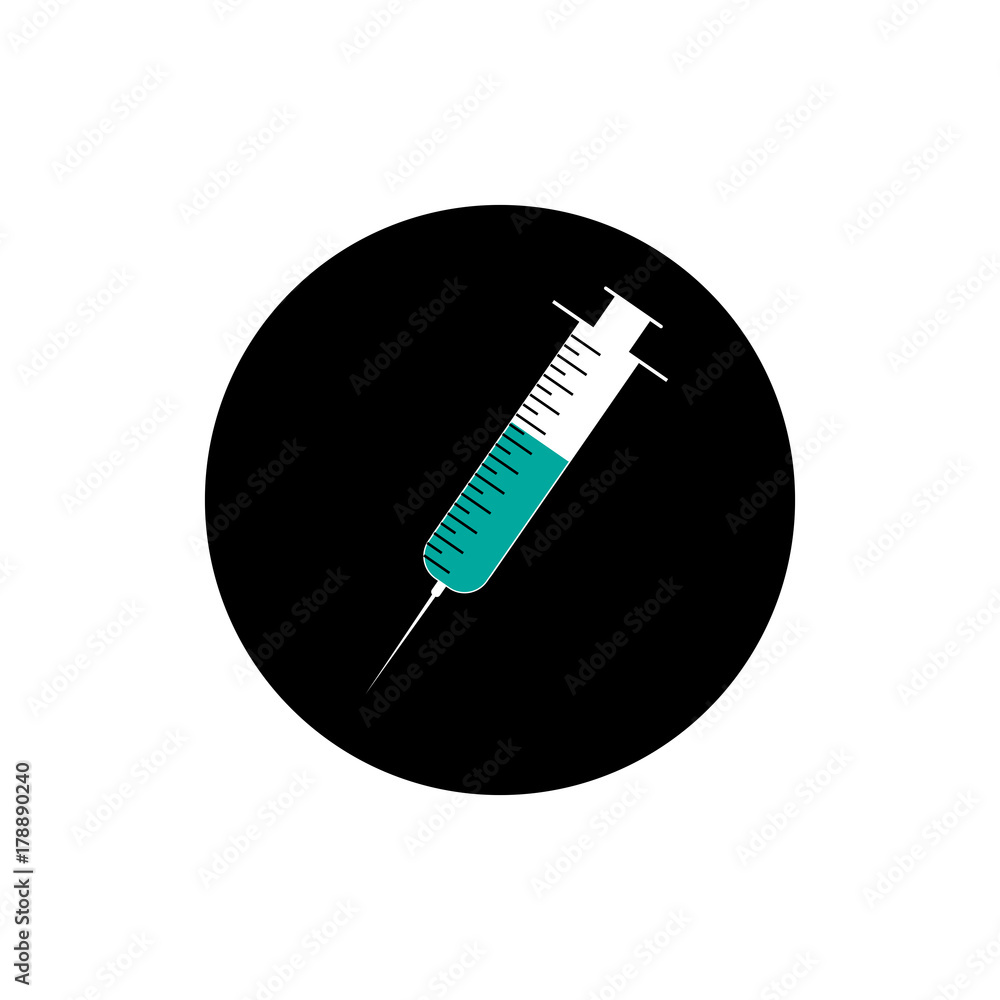 syringe medicine round icon vector syringe medicine round icon vector