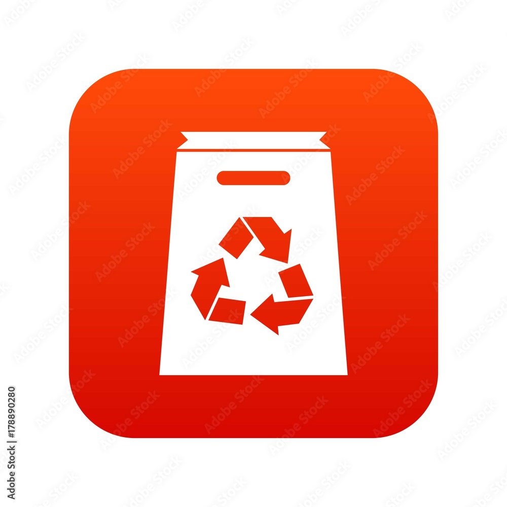 Recycle shopping bag icon digital red Recycle shopping bag icon digital red