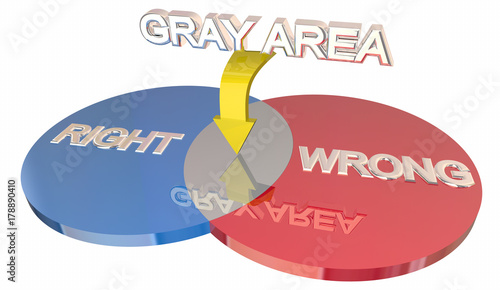 Canvas Print Gray Area Right Vs Wrong Ambiguity Venn DIagram 3d Illustration