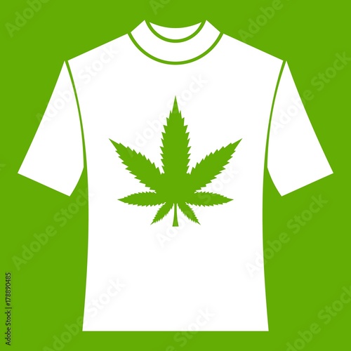 T-shirt with print of cannabis icon green
