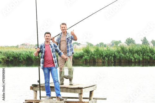Two fishermen with freshly ...