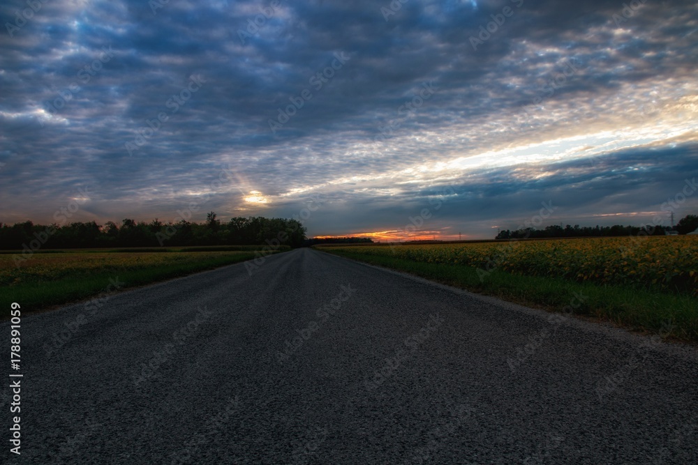 Sunset on a Country Road