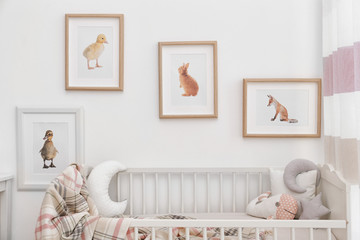 Modern interior of child's room with animal pictures
