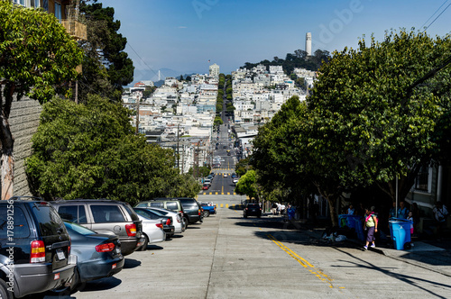 Photography Street View with Coit Tower in San Francisco California United S