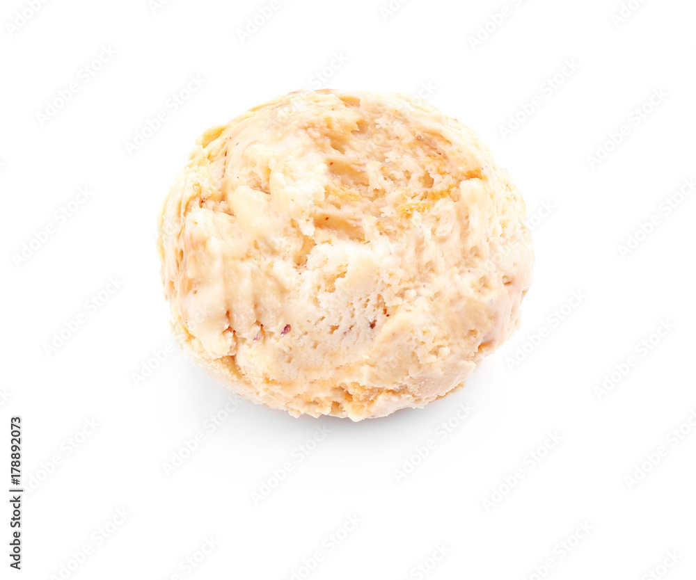 Scoop of caramel ice cream, isolated on white Scoop of caramel ice cream, isolated on white