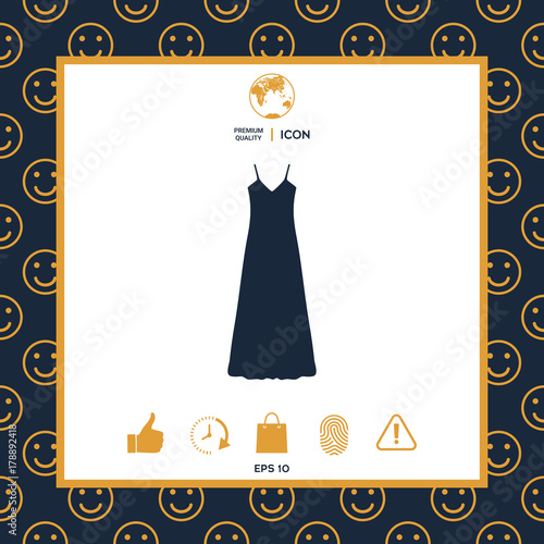 Long Dress, Evening dress, combination or nightie , the silhouette. Menu item in the web design