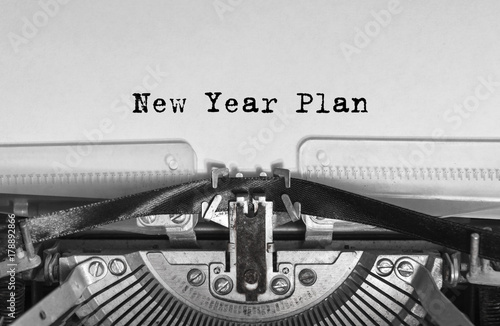 New Year Plan message typed on a vintage typewriter