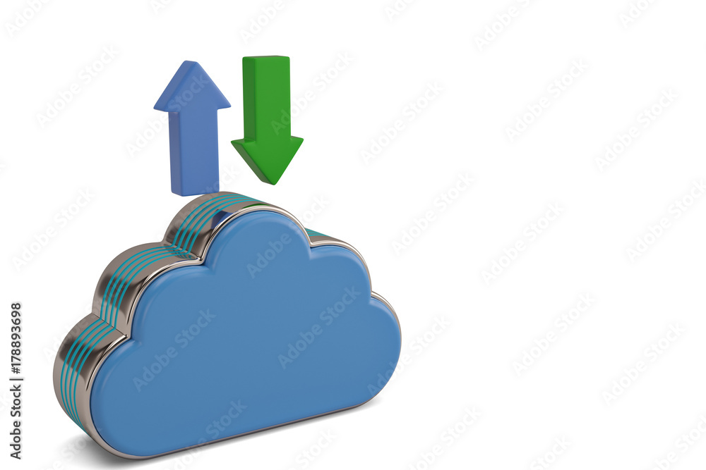 Cloud uploading icon on white background.3D illustration. Cloud uploading icon on white background.3D illustration.