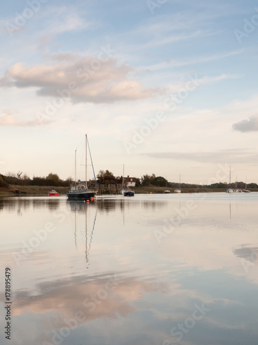 boats in harbour masts landscape river lake water surface clear