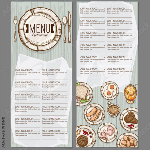 menu food restaurant template design hand drawing graphic 