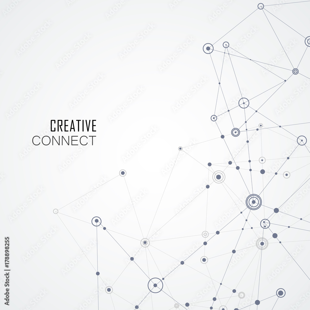 Abstract design with compound lines and dots. Vector science background Abstract design with compound lines and dots. Vector science background