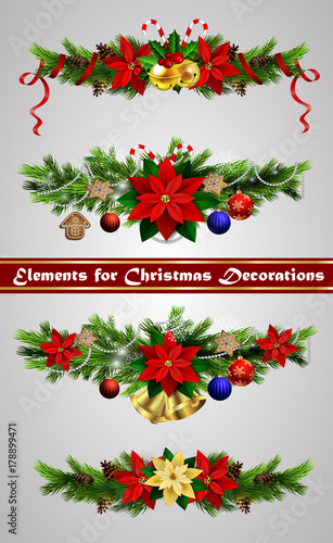 Fototapeta Naklejka Na Ścianę i Meble -  Christmas elements for your designs