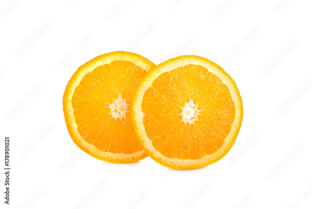 sliced fresh Navel/Valencia orange on white background sliced fresh Navel/Valencia orange on white background