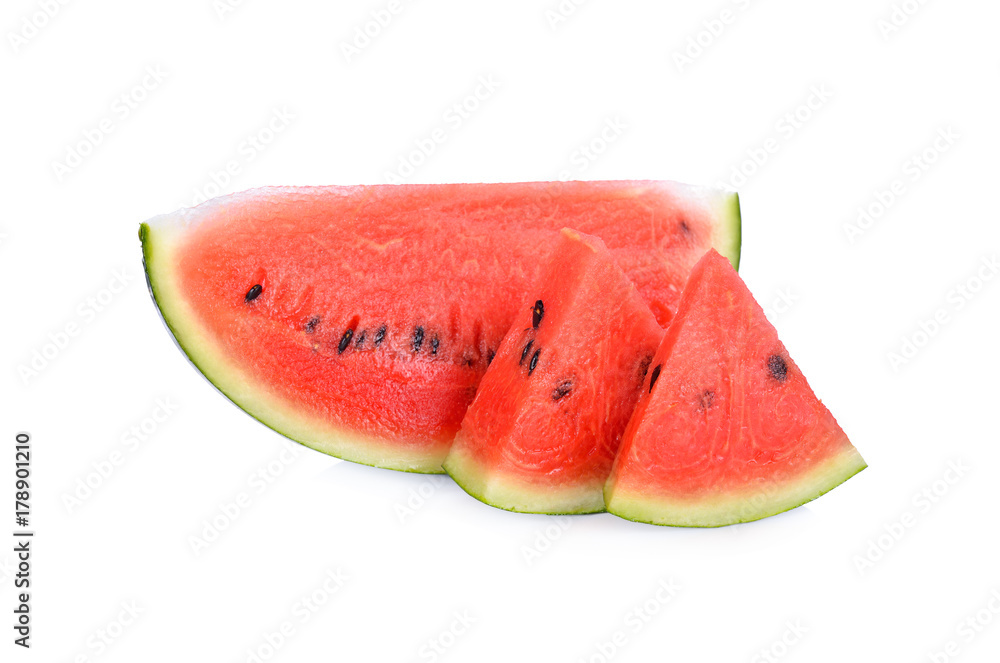 portion cut ripe watermelon white seed on white background portion cut ripe watermelon white seed on white background