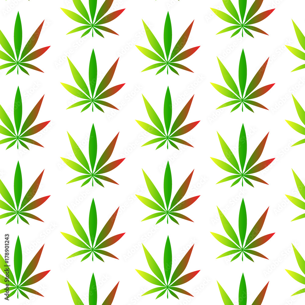Marijuana leaf background in Rasta colors, seamless