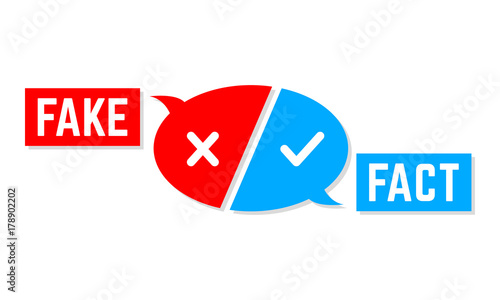 Fake or Fact button in red and blue