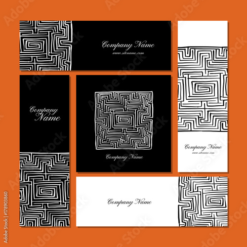 Business cards design, labyrinth square