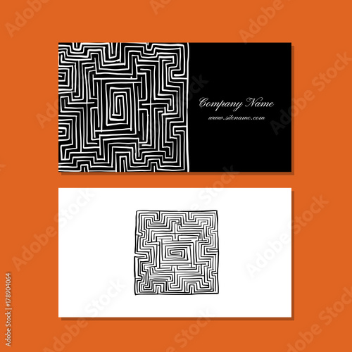 Business cards design, labyrinth square